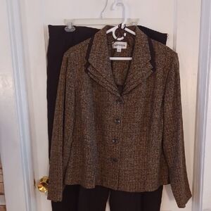 Women's Brown Tweed Jacket And Pants Suit Size 22W
